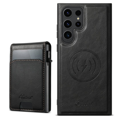 Suteni H19 Oil Wax 2-in-1 MagSafe Removable Card Box Back Phone Case, For Samsung Galaxy S25 5G, For Samsung Galaxy S25+ 5G, For Samsung Galaxy S25 Ultra 5G, For Samsung Galaxy S24 Ultra 5G, For Samsung Galaxy S24+ 5G, For Samsung Galaxy S24 5G��������...