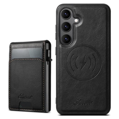 Suteni H19 Oil Wax 2-in-1 MagSafe Removable Card Box Back Phone Case, For Samsung Galaxy S25 5G, For Samsung Galaxy S25+ 5G, For Samsung Galaxy S25 Ultra 5G, For Samsung Galaxy S24 Ultra 5G, For Samsung Galaxy S24+ 5G, For Samsung Galaxy S24 5G��������...