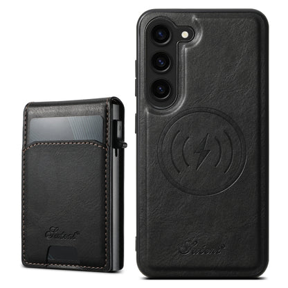 Suteni H19 Oil Wax 2-in-1 MagSafe Removable Card Box Back Phone Case, For Samsung Galaxy S25 5G, For Samsung Galaxy S25+ 5G, For Samsung Galaxy S25 Ultra 5G, For Samsung Galaxy S24 Ultra 5G, For Samsung Galaxy S24+ 5G, For Samsung Galaxy S24 5G��������...