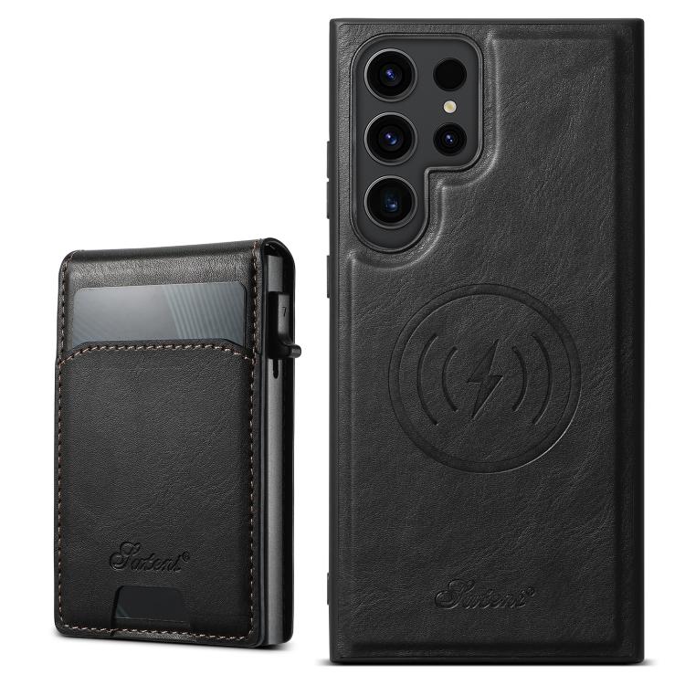 Suteni H19 Oil Wax 2-in-1 MagSafe Removable Card Box Back Phone Case, For Samsung Galaxy S25 5G, For Samsung Galaxy S25+ 5G, For Samsung Galaxy S25 Ultra 5G, For Samsung Galaxy S24 Ultra 5G, For Samsung Galaxy S24+ 5G, For Samsung Galaxy S24 5G��������...