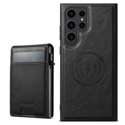 Suteni H19 Oil Wax 2-in-1 MagSafe Removable Card Box Back Phone Case, For Samsung Galaxy S25 5G, For Samsung Galaxy S25+ 5G, For Samsung Galaxy S25 Ultra 5G, For Samsung Galaxy S24 Ultra 5G, For Samsung Galaxy S24+ 5G, For Samsung Galaxy S24 5G��������...