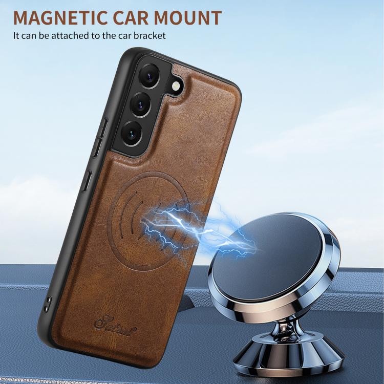 Suteni H19 Oil Wax 2-in-1 MagSafe Removable Card Box Back Phone Case, For Samsung Galaxy S25 5G, For Samsung Galaxy S25+ 5G, For Samsung Galaxy S25 Ultra 5G, For Samsung Galaxy S24 Ultra 5G, For Samsung Galaxy S24+ 5G, For Samsung Galaxy S24 5G��������...