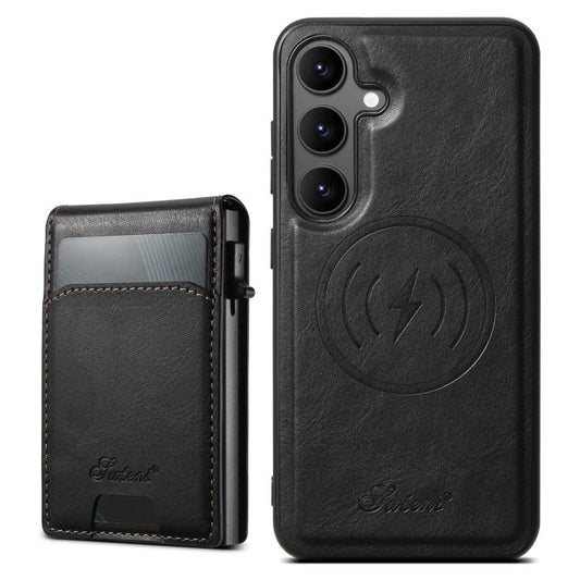 Suteni H19 Oil Wax 2-in-1 MagSafe Removable Card Box Back Phone Case, For Samsung Galaxy S25 5G, For Samsung Galaxy S25+ 5G, For Samsung Galaxy S25 Ultra 5G, For Samsung Galaxy S24 Ultra 5G, For Samsung Galaxy S24+ 5G, For Samsung Galaxy S24 5G��������...