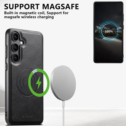 Suteni H19 Oil Wax 2-in-1 MagSafe Removable Card Box Back Phone Case, For Samsung Galaxy S26+ 5G, For Samsung Galaxy S26 Ultra 5G, For Samsung Galaxy S25 5G, For Samsung Galaxy S25+ 5G, For Samsung Galaxy S25 Ultra 5G, For Samsung Galaxy S24 Ultra 5G  ...