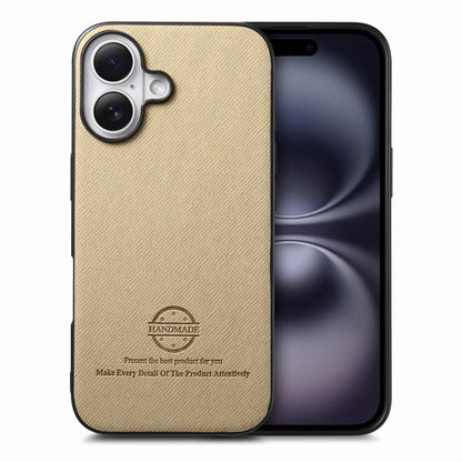 Twill Fabric Leather Skin Back Phone Case, For iPhone 16 Plus, For iPhone 16, For iPhone 15 Pro Max