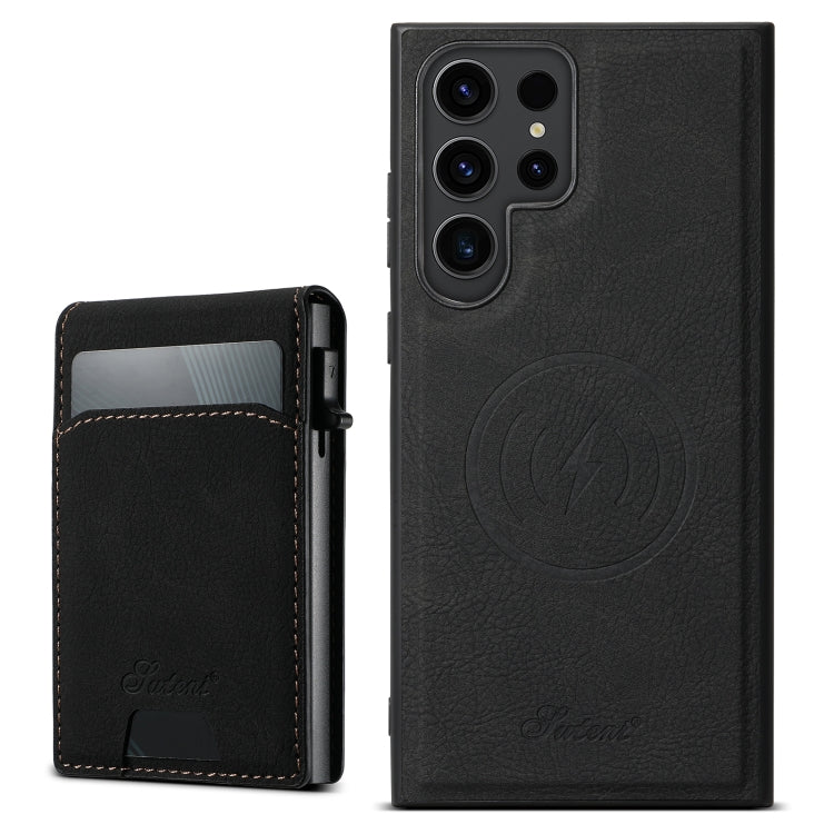 Suteni H19 Litchi Texture 2-in-1 MagSafe Removable Card Case Back Phone Case, For Samsung Galaxy S25 5G, For Samsung Galaxy S25+ 5G, For Samsung Galaxy S25 Ultra 5G, For Samsung Galaxy S24 Ultra 5G, For Samsung Galaxy S24+ 5G, For Samsung Galaxy S24 5G...