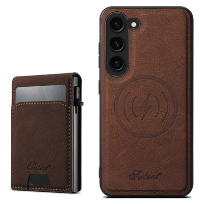 Suteni H19 Litchi Texture 2-in-1 MagSafe Removable Card Case Back Phone Case, For Samsung Galaxy S26+ 5G, For Samsung Galaxy S26 Ultra 5G, For Samsung Galaxy S25 5G, For Samsung Galaxy S25+ 5G, For Samsung Galaxy S25 Ultra 5G                           ...