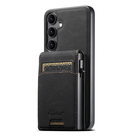 Suteni H19 Litchi Texture 2-in-1 MagSafe Removable Card Case Back Phone Case, For Samsung Galaxy S26+ 5G, For Samsung Galaxy S26 Ultra 5G, For Samsung Galaxy S25 5G, For Samsung Galaxy S25+ 5G, For Samsung Galaxy S25 Ultra 5G                           ...