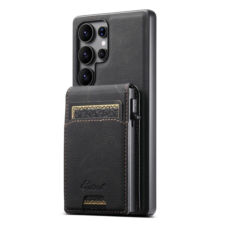 Suteni H19 Litchi Texture 2-in-1 MagSafe Removable Card Case Back Phone Case, For Samsung Galaxy S26+ 5G, For Samsung Galaxy S26 Ultra 5G, For Samsung Galaxy S25 5G, For Samsung Galaxy S25+ 5G, For Samsung Galaxy S25 Ultra 5G                           ...