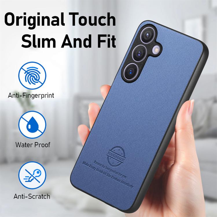 Twill Fabric Leather Skin Back Phone Case, For Samsung Galaxy S25+ 5G, For Samsung Galaxy S25 Ultra 5G, For Samsung Galaxy S24 FE 5G