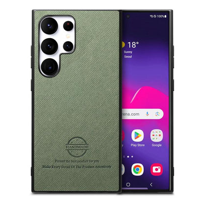 Twill Fabric Leather Skin Back Phone Case, For Samsung Galaxy S25+ 5G, For Samsung Galaxy S25 Ultra 5G, For Samsung Galaxy S24 FE 5G