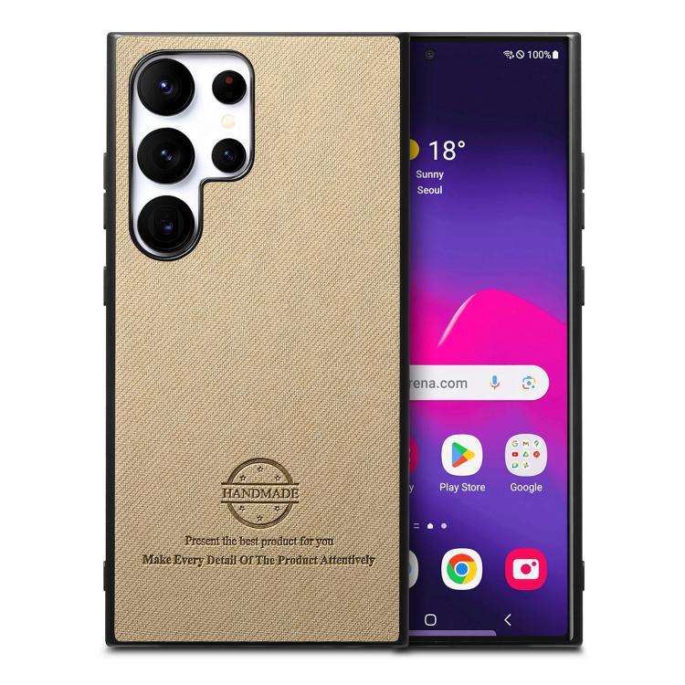 Twill Fabric Leather Skin Back Phone Case, For Samsung Galaxy S25+ 5G, For Samsung Galaxy S25 Ultra 5G, For Samsung Galaxy S24 FE 5G