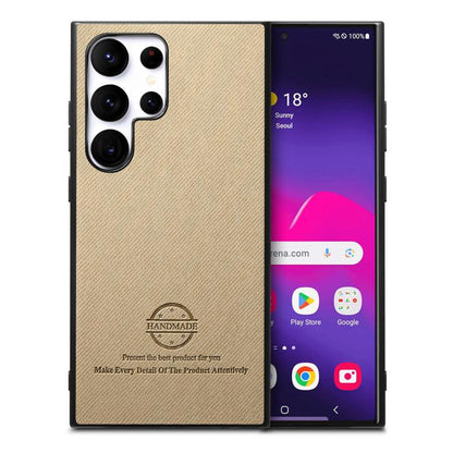 Twill Fabric Leather Skin Back Phone Case, For Samsung Galaxy S25+ 5G, For Samsung Galaxy S25 Ultra 5G, For Samsung Galaxy S24 FE 5G