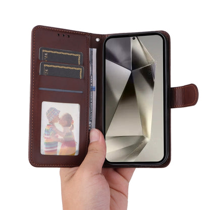ENKAY Card Wallet Calf Texture Leather Phone Case with Screen Film, For Galaxy S25 Ultra 5G, For Galaxy S24 Ultra 5G, For Galaxy S24+ 5G, For Galaxy S24 5G