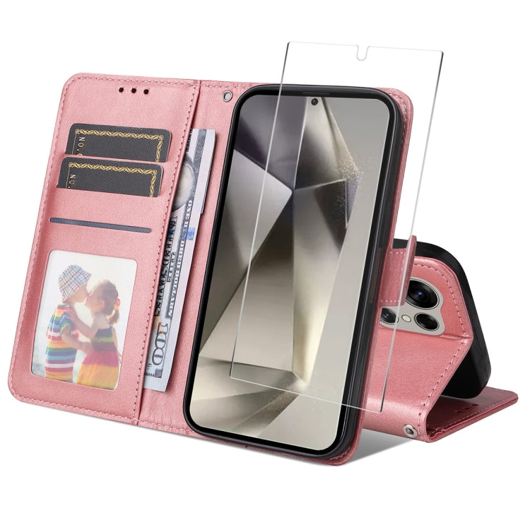 ENKAY Card Wallet Calf Texture Leather Phone Case with Screen Film, For Galaxy A25 Japan / A25e, For Galaxy S24 Ultra 5G, For Galaxy S24+ 5G, For Galaxy S24 5G