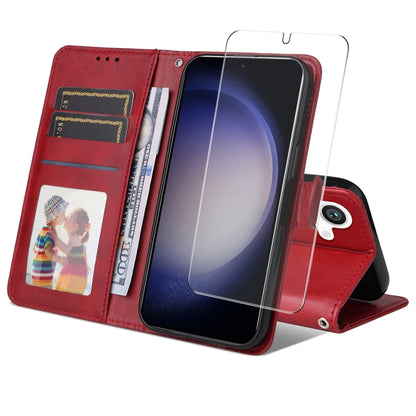ENKAY Card Wallet Calf Texture Leather Phone Case with Screen Film, For Galaxy A25 Japan / A25e, For Galaxy S24 Ultra 5G, For Galaxy S24+ 5G, For Galaxy S24 5G