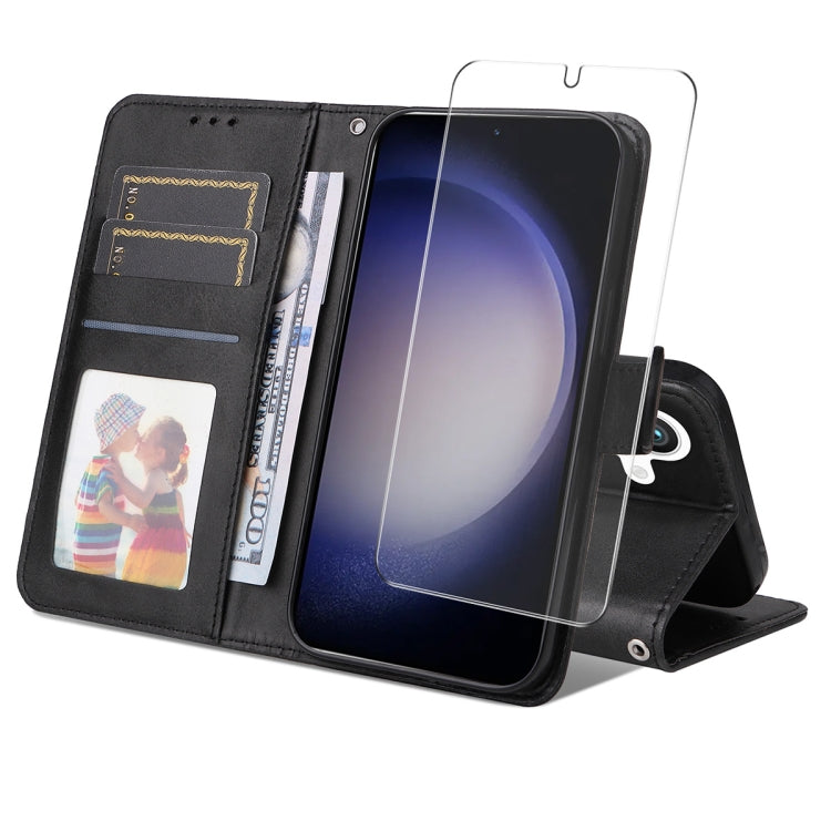 ENKAY Card Wallet Calf Texture Leather Phone Case with Screen Film, For Galaxy A25 Japan / A25e, For Galaxy S24 Ultra 5G, For Galaxy S24+ 5G, For Galaxy S24 5G