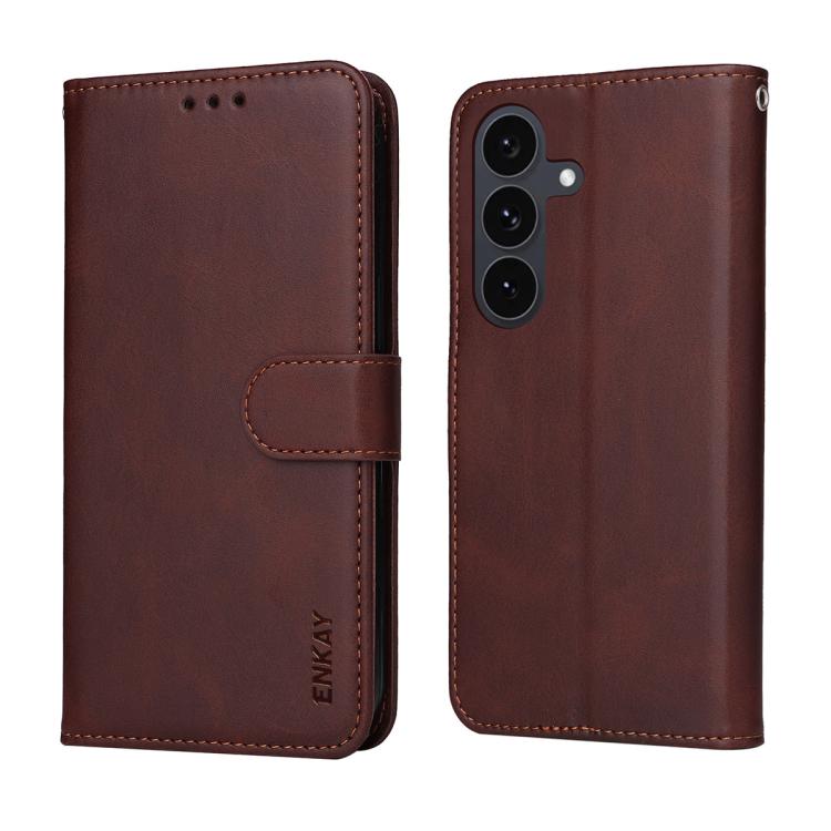 ENKAY Card Wallet Calf Texture Leather Phone Case with Screen Film, For Galaxy S25 FE 5G, For Galaxy A07, For Galaxy M56, For Galaxy S25 Edge 5G
