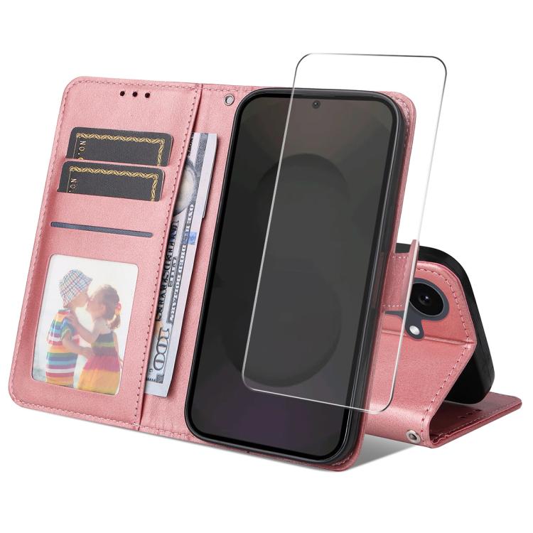ENKAY Card Wallet Calf Texture Leather Phone Case with Screen Film, For Galaxy A57 5G, For Galaxy A37 5G, For Galaxy A27 5G, For Galaxy S25 FE 5G