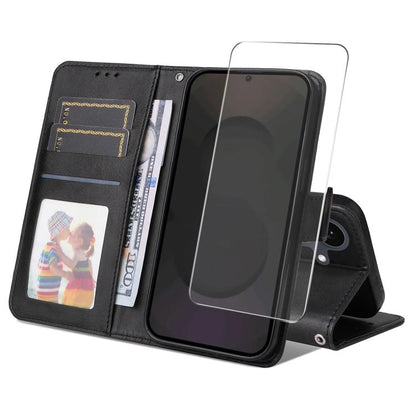 ENKAY Card Wallet Calf Texture Leather Phone Case with Screen Film, For Galaxy A57 5G, For Galaxy A37 5G, For Galaxy A27 5G, For Galaxy S25 FE 5G