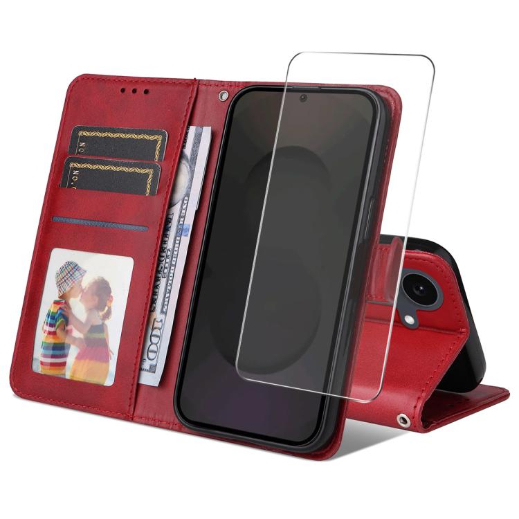 ENKAY Card Wallet Calf Texture Leather Phone Case with Screen Film, For Galaxy A57 5G, For Galaxy A37 5G, For Galaxy A27 5G, For Galaxy S25 FE 5G