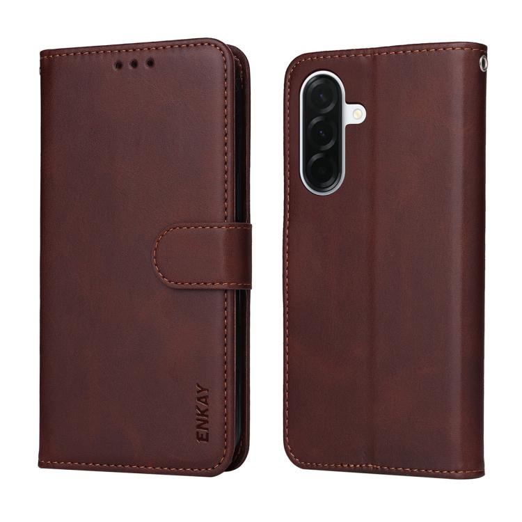 ENKAY Card Wallet Calf Texture Leather Phone Case with Screen Film, For Galaxy A57 5G, For Galaxy A37 5G, For Galaxy A27 5G, For Galaxy S25 FE 5G