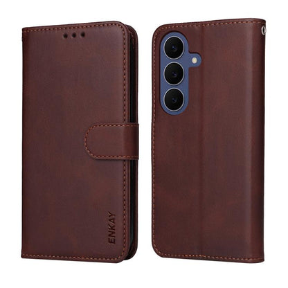 ENKAY Card Wallet Calf Texture Leather Phone Case with Screen Film, For Galaxy S26 FE 5G, For Galaxy A57 5G, For Galaxy A37 5G, For Galaxy A27 5G