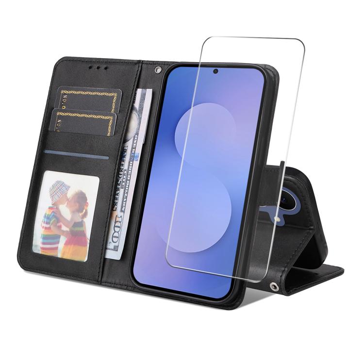 ENKAY Card Wallet Calf Texture Leather Phone Case with Screen Film, For Galaxy S26 FE 5G, For Galaxy A57 5G, For Galaxy A37 5G, For Galaxy A27 5G