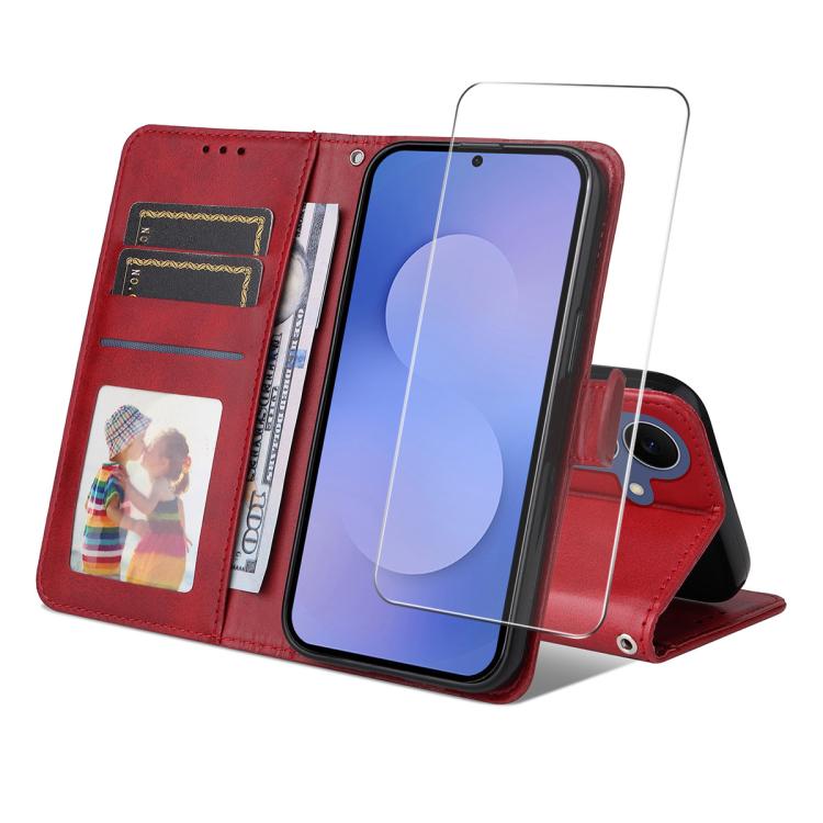 ENKAY Card Wallet Calf Texture Leather Phone Case with Screen Film, For Galaxy S26 FE 5G, For Galaxy A57 5G, For Galaxy A37 5G, For Galaxy A27 5G
