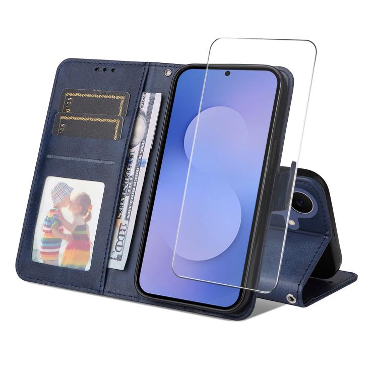 ENKAY Card Wallet Calf Texture Leather Phone Case with Screen Film, For Galaxy S26 FE 5G, For Galaxy A57 5G, For Galaxy A37 5G, For Galaxy A27 5G