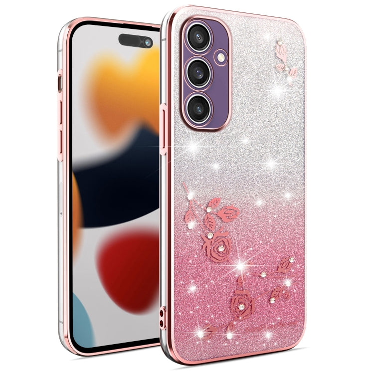 Gradient Glitter Flower All-inclusive Phone Case, For Samsung Galaxy A35, For Samsung Galaxy S24 Ultra 5G, For Samsung Galaxy S24+ 5G, For Samsung Galaxy S24 5G, For Samsung Galaxy A15, For Samsung Galaxy A05, For Samsung Galaxy A05s                   ...