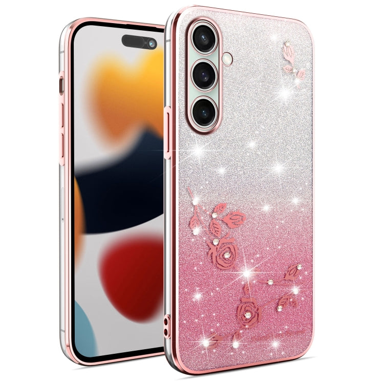 Gradient Glitter Flower All-inclusive Phone Case, For Samsung Galaxy A36, For Samsung Galaxy S25 5G, For Samsung Galaxy S25+ 5G, For Samsung Galaxy S25 Ultra 5G, For Samsung Galaxy A16 5G, For Samsung Galaxy A06 4G, For Samsung Galaxy S24 FE 5G        ...