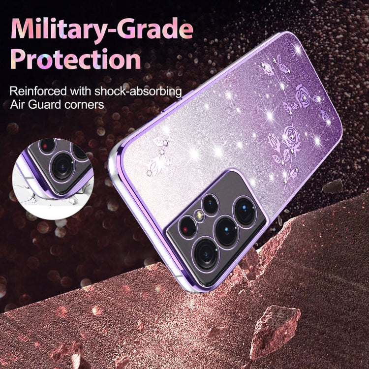 Gradient Glitter Flower All-inclusive Phone Case, For Samsung Galaxy S21 Ultra 5G, For Samsung Galaxy A42, ForSamsung Galaxy A51 5G, For Samsung Galaxy S20+, For Samsung Galaxy A11, For Samsung Galaxy S20 Ultra, For Samsung Galaxy S20                  ...