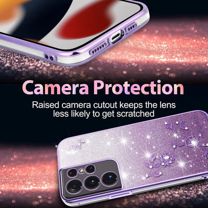 Gradient Glitter Flower All-inclusive Phone Case, For Samsung Galaxy S21 Ultra 5G, For Samsung Galaxy A42, ForSamsung Galaxy A51 5G, For Samsung Galaxy S20+, For Samsung Galaxy A11, For Samsung Galaxy S20 Ultra, For Samsung Galaxy S20                  ...