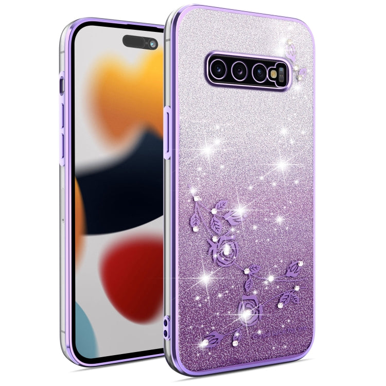 Gradient Glitter Flower All-inclusive Phone Case, For Samsung Galaxy A10s, For Samsung Galaxy S10 5G, For Samsung Galaxy A10, For Samsung Galaxy A50, For Samsung Galaxy S10e, For Samsung Galaxy S10+, For Samsung Galaxy S9+, For Samsung Galaxy S9