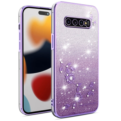 Gradient Glitter Flower All-inclusive Phone Case, For Samsung Galaxy A10s, For Samsung Galaxy S10 5G, For Samsung Galaxy A10, For Samsung Galaxy A50, For Samsung Galaxy S10e, For Samsung Galaxy S10+, For Samsung Galaxy S9+, For Samsung Galaxy S9