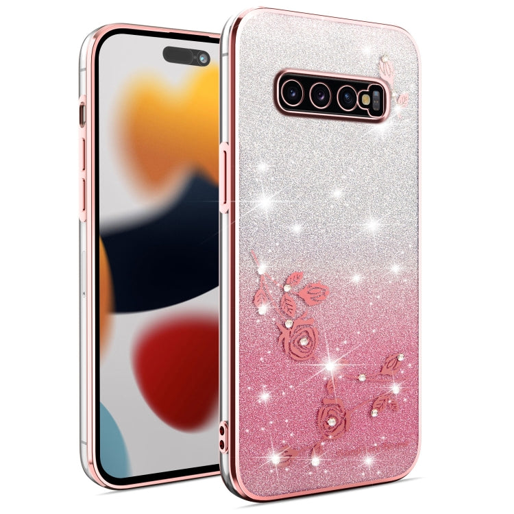 Gradient Glitter Flower All-inclusive Phone Case, For Samsung Galaxy A10s, For Samsung Galaxy S10 5G, For Samsung Galaxy A10, For Samsung Galaxy A50, For Samsung Galaxy S10e, For Samsung Galaxy S10+, For Samsung Galaxy S9+, For Samsung Galaxy S9