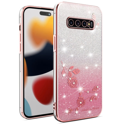 Gradient Glitter Flower All-inclusive Phone Case, For Samsung Galaxy A10s, For Samsung Galaxy S10 5G, For Samsung Galaxy A10, For Samsung Galaxy A50, For Samsung Galaxy S10e, For Samsung Galaxy S10+, For Samsung Galaxy S9+, For Samsung Galaxy S9