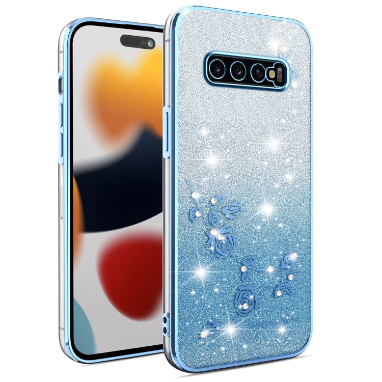 Gradient Glitter Flower All-inclusive Phone Case, For Samsung Galaxy A10s, For Samsung Galaxy S10 5G, For Samsung Galaxy A10, For Samsung Galaxy A50, For Samsung Galaxy S10e, For Samsung Galaxy S10+, For Samsung Galaxy S9+, For Samsung Galaxy S9