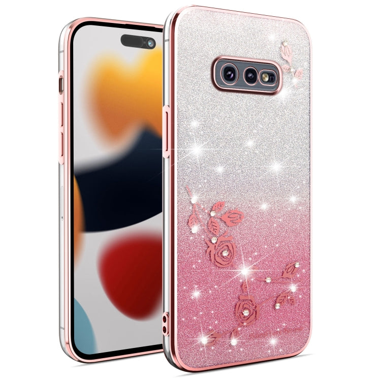 Gradient Glitter Flower All-inclusive Phone Case, For Samsung Galaxy A10s, For Samsung Galaxy S10 5G, For Samsung Galaxy A10, For Samsung Galaxy A50, For Samsung Galaxy S10e, For Samsung Galaxy S10+, For Samsung Galaxy S9+, For Samsung Galaxy S9