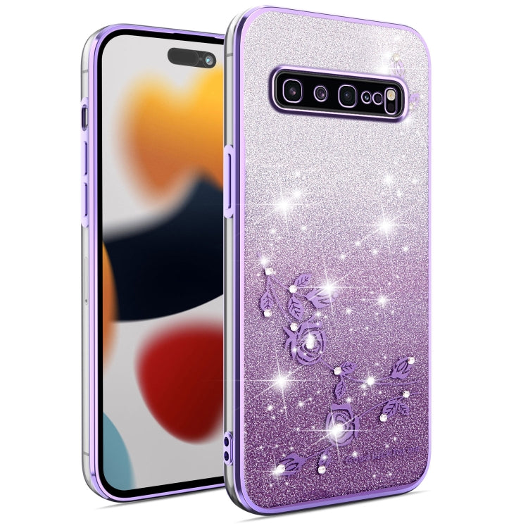 Gradient Glitter Flower All-inclusive Phone Case, For Samsung Galaxy A10s, For Samsung Galaxy S10 5G, For Samsung Galaxy A10, For Samsung Galaxy A50, For Samsung Galaxy S10e, For Samsung Galaxy S10+, For Samsung Galaxy S9+, For Samsung Galaxy S9