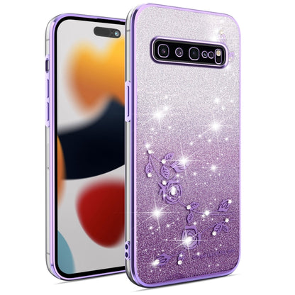 Gradient Glitter Flower All-inclusive Phone Case, For Samsung Galaxy A10s, For Samsung Galaxy S10 5G, For Samsung Galaxy A10, For Samsung Galaxy A50, For Samsung Galaxy S10e, For Samsung Galaxy S10+, For Samsung Galaxy S9+, For Samsung Galaxy S9
