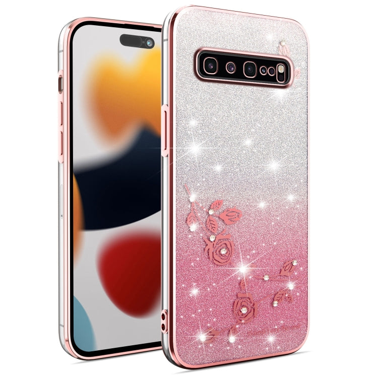 Gradient Glitter Flower All-inclusive Phone Case, For Samsung Galaxy A10s, For Samsung Galaxy S10 5G, For Samsung Galaxy A10, For Samsung Galaxy A50, For Samsung Galaxy S10e, For Samsung Galaxy S10+, For Samsung Galaxy S9+, For Samsung Galaxy S9