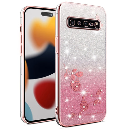 Gradient Glitter Flower All-inclusive Phone Case, For Samsung Galaxy A10s, For Samsung Galaxy S10 5G, For Samsung Galaxy A10, For Samsung Galaxy A50, For Samsung Galaxy S10e, For Samsung Galaxy S10+, For Samsung Galaxy S9+, For Samsung Galaxy S9