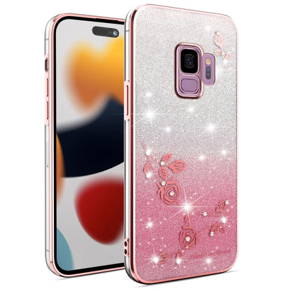 Gradient Glitter Flower All-inclusive Phone Case, For Samsung Galaxy A10s, For Samsung Galaxy S10 5G, For Samsung Galaxy A10, For Samsung Galaxy A50, For Samsung Galaxy S10e, For Samsung Galaxy S10+, For Samsung Galaxy S9+, For Samsung Galaxy S9