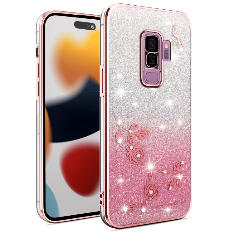 Gradient Glitter Flower All-inclusive Phone Case, For Samsung Galaxy A10s, For Samsung Galaxy S10 5G, For Samsung Galaxy A10, For Samsung Galaxy A50, For Samsung Galaxy S10e, For Samsung Galaxy S10+, For Samsung Galaxy S9+, For Samsung Galaxy S9