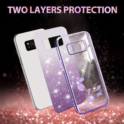 Gradient Glitter Flower All-inclusive Phone Case, For Samsung Galaxy S8, For Samsung Galaxy S8+