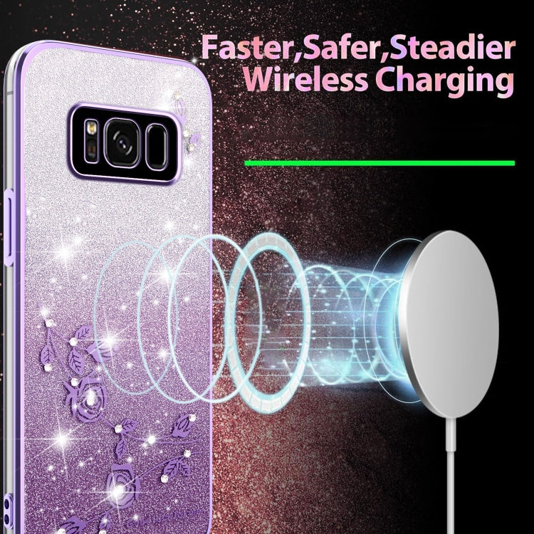 Gradient Glitter Flower All-inclusive Phone Case, For Samsung Galaxy S8, For Samsung Galaxy S8+