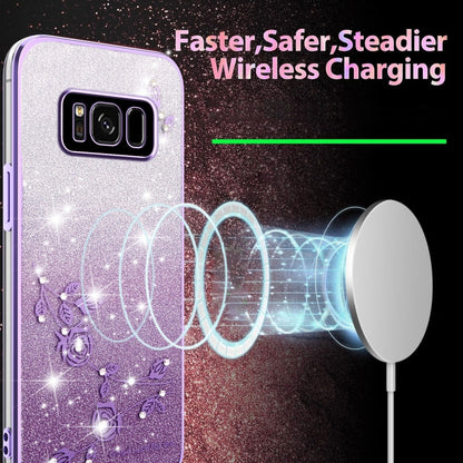 Gradient Glitter Flower All-inclusive Phone Case, For Samsung Galaxy S8, For Samsung Galaxy S8+