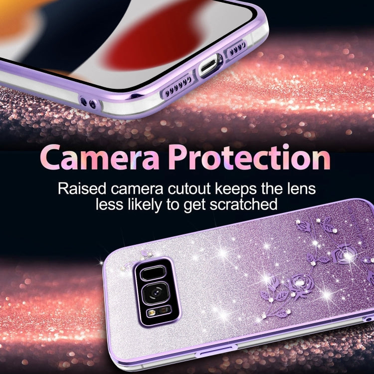 Gradient Glitter Flower All-inclusive Phone Case, For Samsung Galaxy S8, For Samsung Galaxy S8+